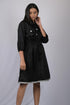 OWO THE LABEL Women Dress half sleeve Black Waist Tie Pattern Dress (OTL-DRS1047)